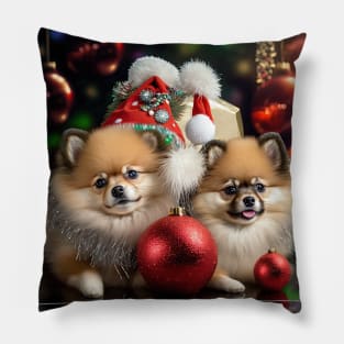 CHRISTMAS DOGS: pomeranian special christmas edition Pillow