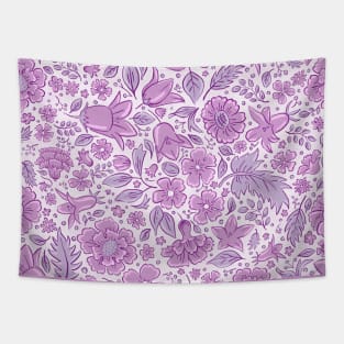 Scattered flowers and leaves in plum and grayish magenta Tapestry