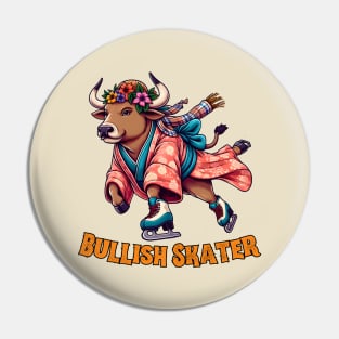 Ice skating cow Pin