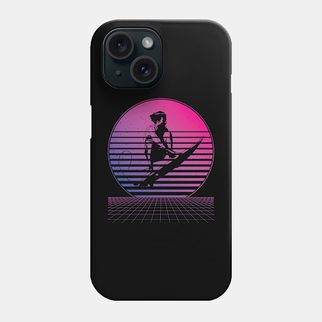 Retro Surfing Lovers Sports Shirt Beach Surfer Girls Funny Phone Case by Sowrav