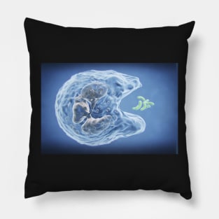 Phagocytosis, White Blood Cell and Bacteria Illustration Pillow