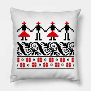 Romanian traditional dance (hora) Pillow