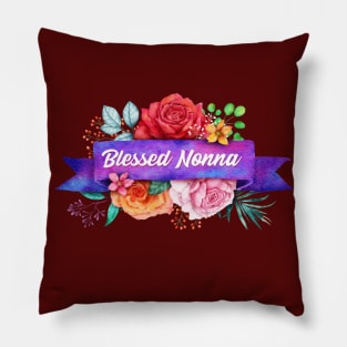 Blessed Nonna Floral Design with Watercolor Roses Pillow