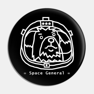 White Line Space General Fergus the Dog Portrait Pin