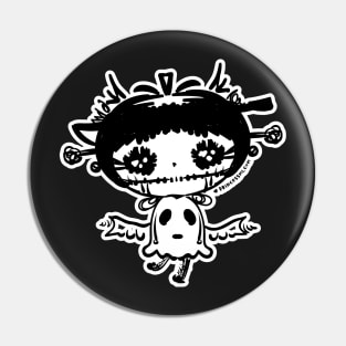 cute halloween whimsical cute girl illustration Pin