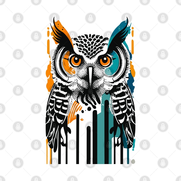 Owl Bauhaus retro style by PrintSoulDesigns