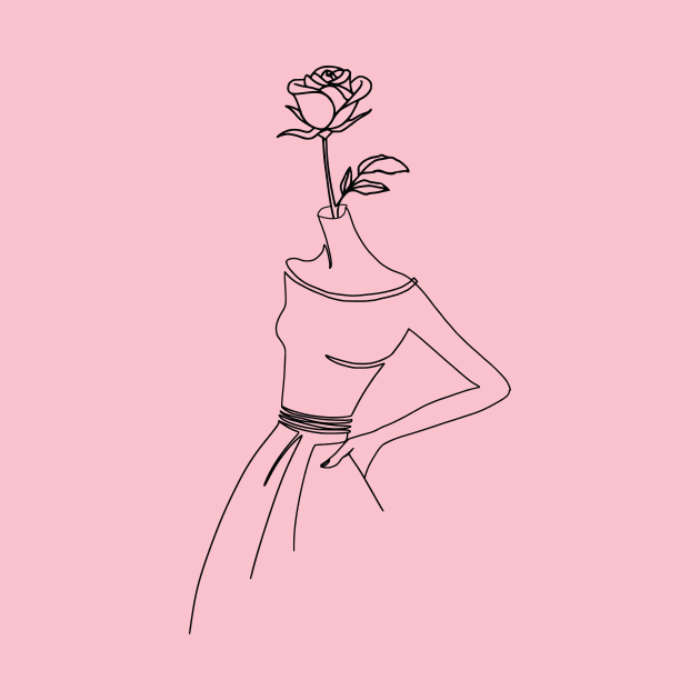 Beautiful Female Flower, Artistic Girl Design, Line Art by Utopia Shop