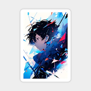 Anime Boy Geometric Fusion - Anime Wallpaper Magnet