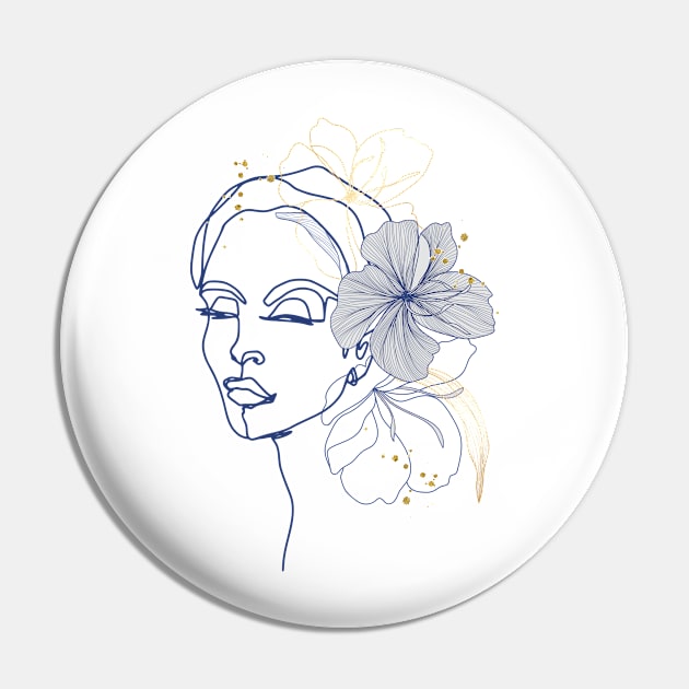 Line Art Woman With Flower Pin by jobieh shop