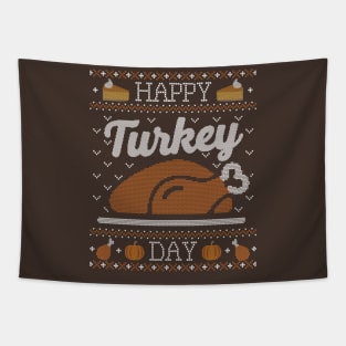Happy Turkey Day, Ugly Thanksgiving Sweater Tapestry