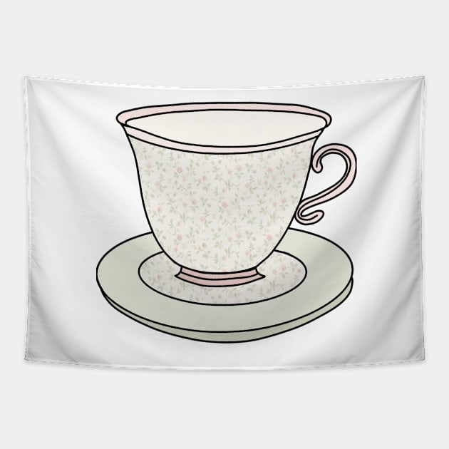 floral coquette teacup Tapestry by gdm123