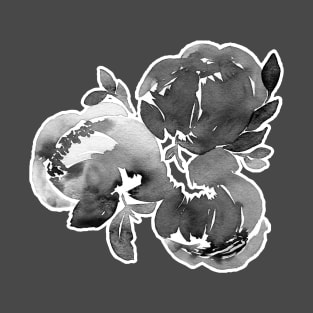 Black and White Peonies T-Shirt