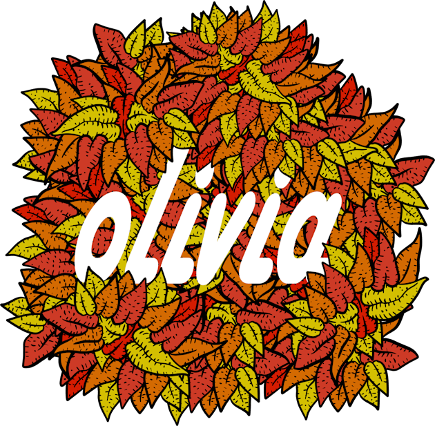 olivia, name art in leaves. Kids T-Shirt by JJadx