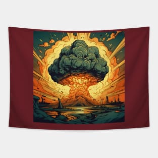 Colourful illustration of nuclear explosion Tapestry