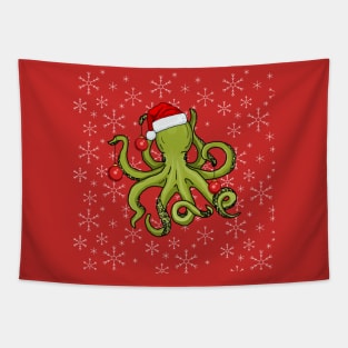 Christmas Kraken (Snowflakes) Tapestry