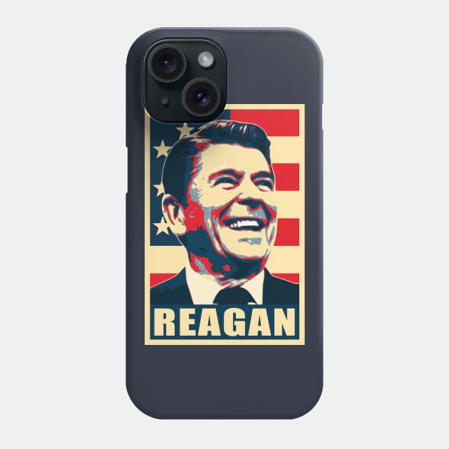 Ronald Reagan Happy Propaganda Poster Art Phone Case by Nerd_art