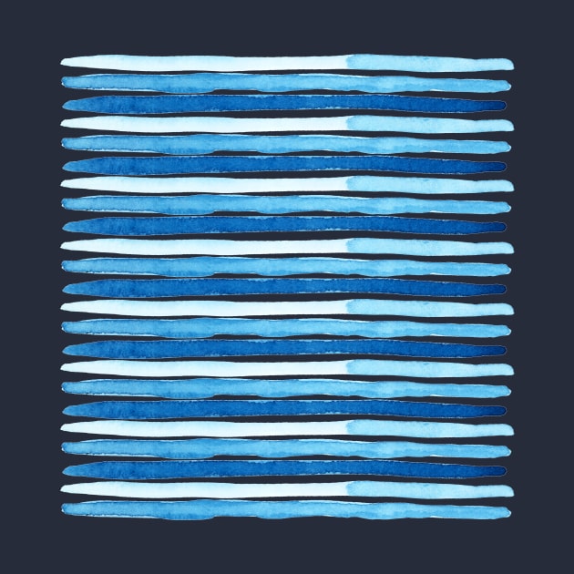 Abstract Blue Watercolor Stripes by LThomasDesigns