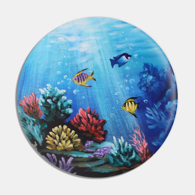 Blue Underwater Under the Sea Coral Reef Aquarium Saltwater Fish Pin by Tina