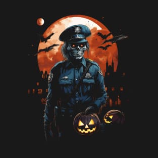 Creepy Zombie Cop Undead Police Halloween Officer T-Shirt