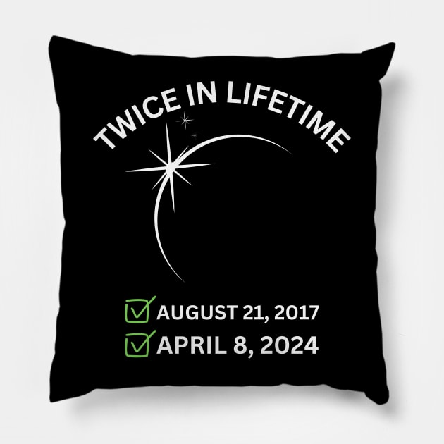 Twice In A Lifetime Solar Eclipse 2024 Total Eclipse Pillow by Mojakolane