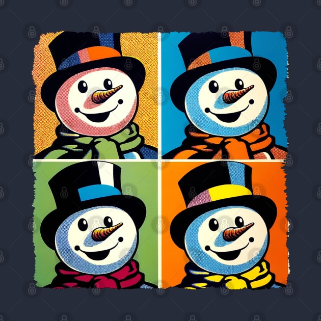 Frosty Fusion: Pop Art's Coolest Creation - Pop Snowman by PawPopArt