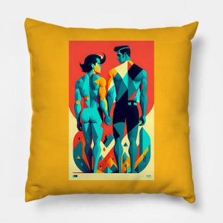 Men on Beach in Love Pillow