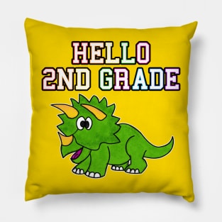 Hello 2nd Grade Triceratops Back To School Dinosaur Pillow