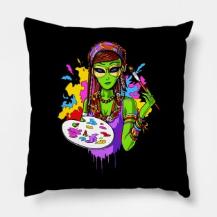 Hippie Alien Painter Pillow