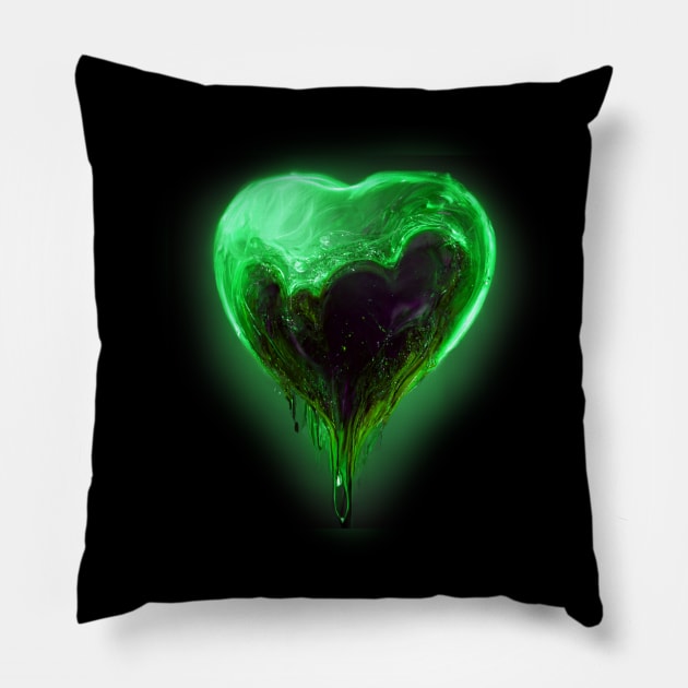 Green Heart Pillow by orange-teal