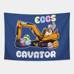 Eggscavator Easter pun Tapestry