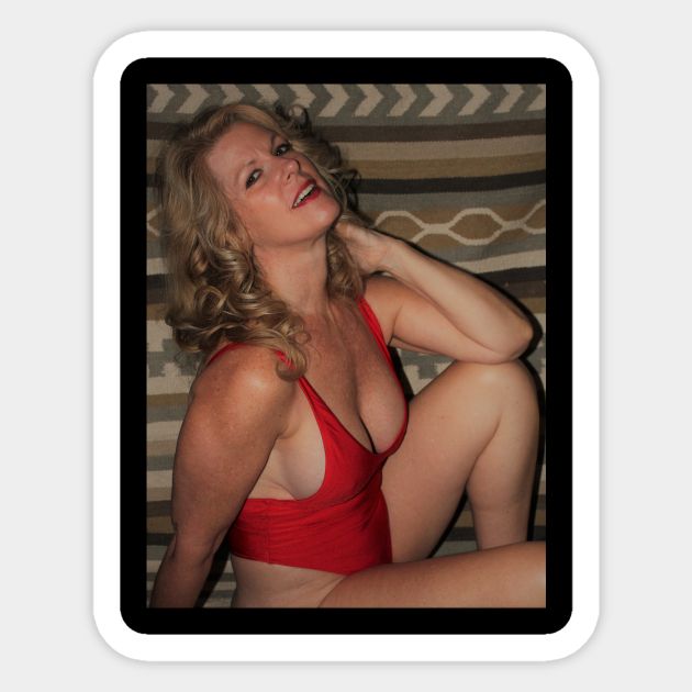 Farrah Fawcett Red Swimsuit-Recreated - Sexy Women - Sticker TeePublic