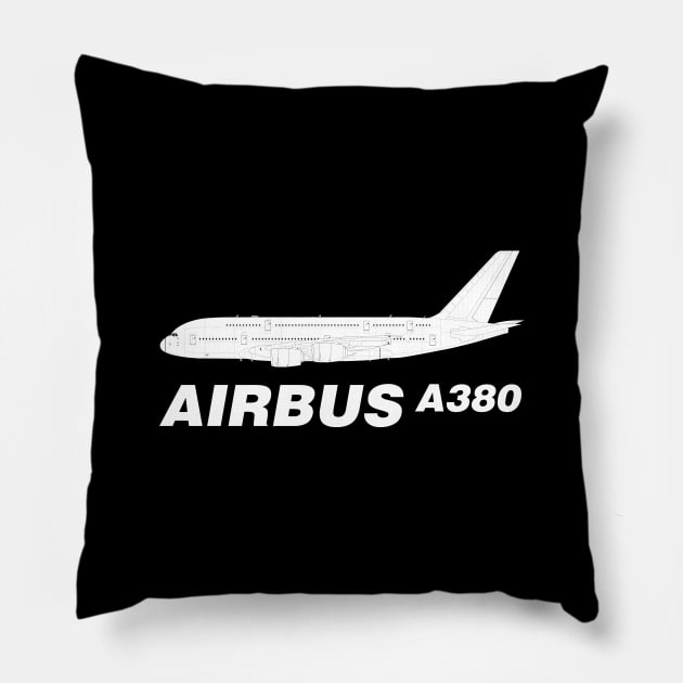 Airbus A380 Line Drawing Pillow by SteveHClark