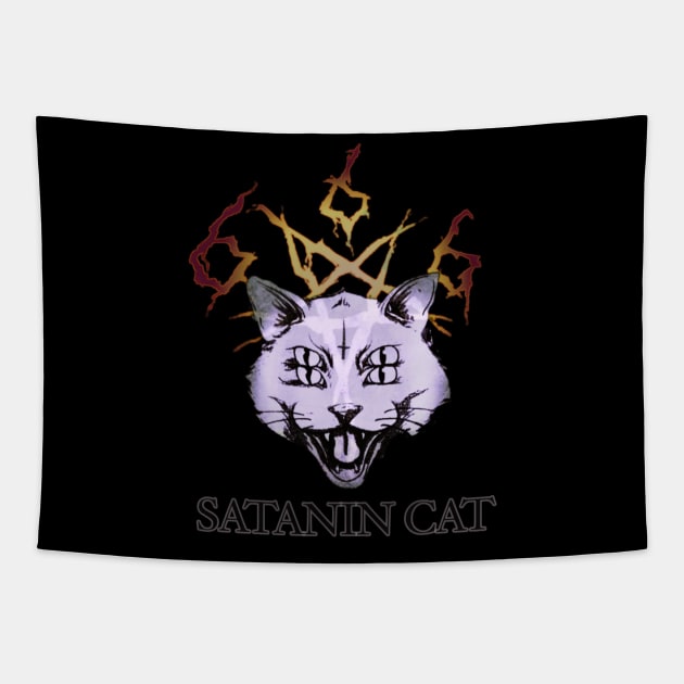 Satanin cat Tapestry by ZIID ETERNITY