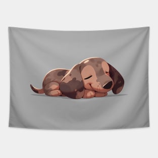 Dapple Dachshund Puppy Taking A Nap Tapestry