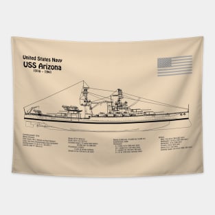 USS Arizona Battleship bb-39. World War II. Sunk on Pearl Harbor - SD Tapestry