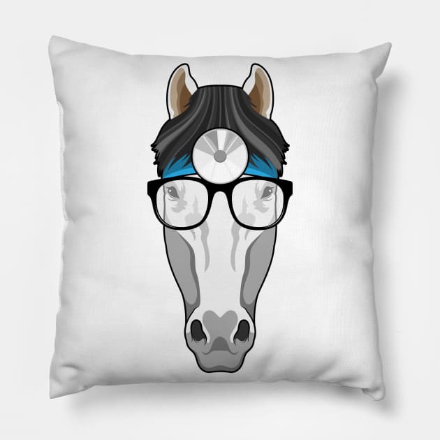 Horse as Doctor with Glasses Pillow by Markus Schnabel