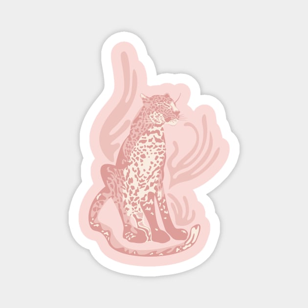 Pinky Leopard / Wild Cat in Blush Pink and Ivory Magnet by matise
