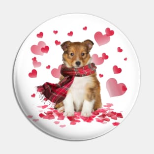 Shetland Sheepdog Hearts Love Happy Valentine's Day Pin