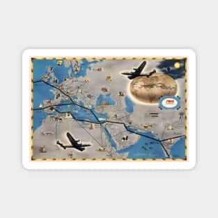TWA World Air Routes Vintage Poster Magnet