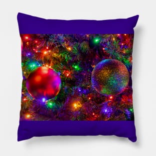 Colorful Christmas Holiday Lights Celebration Pillow