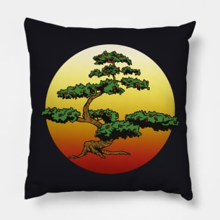 Bonsai tree before setting sun Pillow