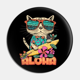 Aloha Surf Cat Hawaii Vintage Pin