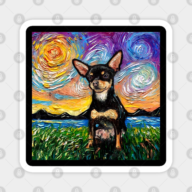 Short Hair Black and Tan Chihuahua Night Magnet by sagittariusgallery