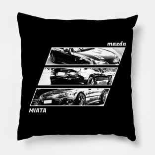 Mazda Miata MX-5 NC Black 'N White Archive 2 (Black Version) Pillow