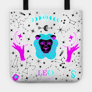 Leo Zodiac Design Black Stars Tote