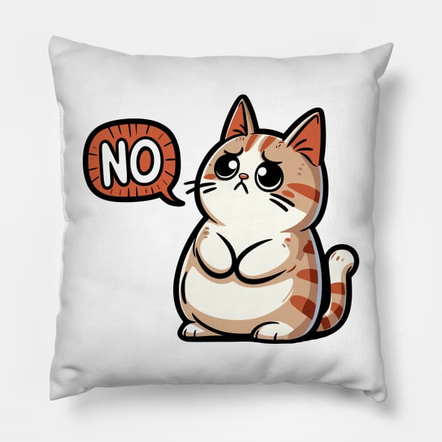 Funny Cat Saying No Pillow by PhotoSphere