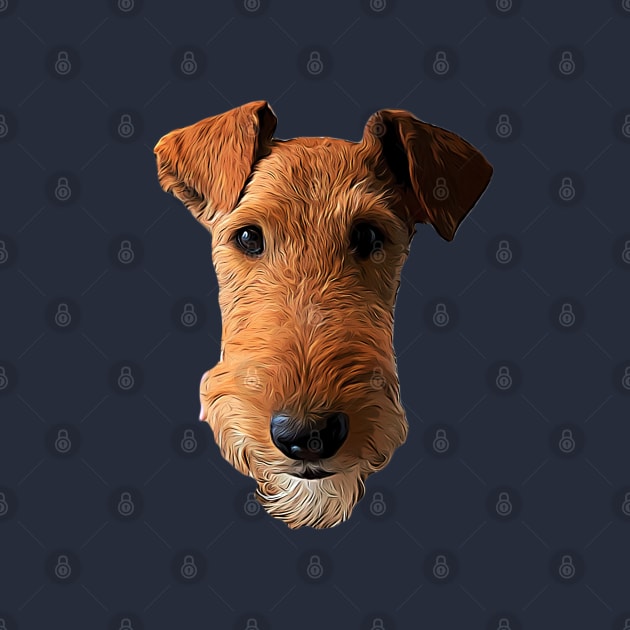 Airedale Terrier Head Art Lakeland Welsh by ElegantCat