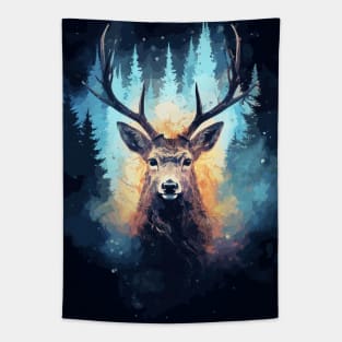 Deer Nature and Cosmos Galaxy Tapestry
