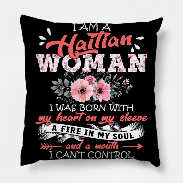 Haitian Woman I Was Born With My Heart on My Sleeve Floral Haiti Flowers Graphic Pillow by Kens Shop