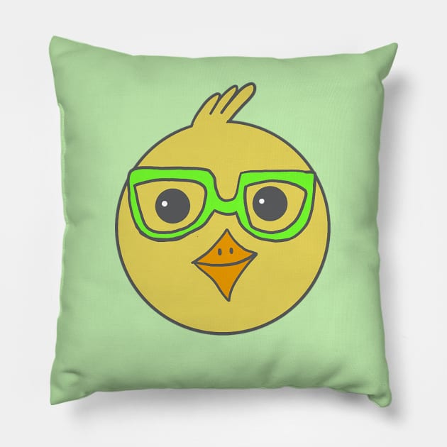 Chick Wearing Glasses Pillow by Geometrico22